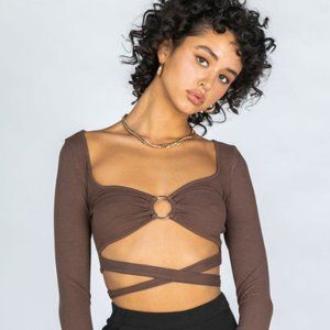 Princess Polly Corey Long Sleeve Tie Crop Top